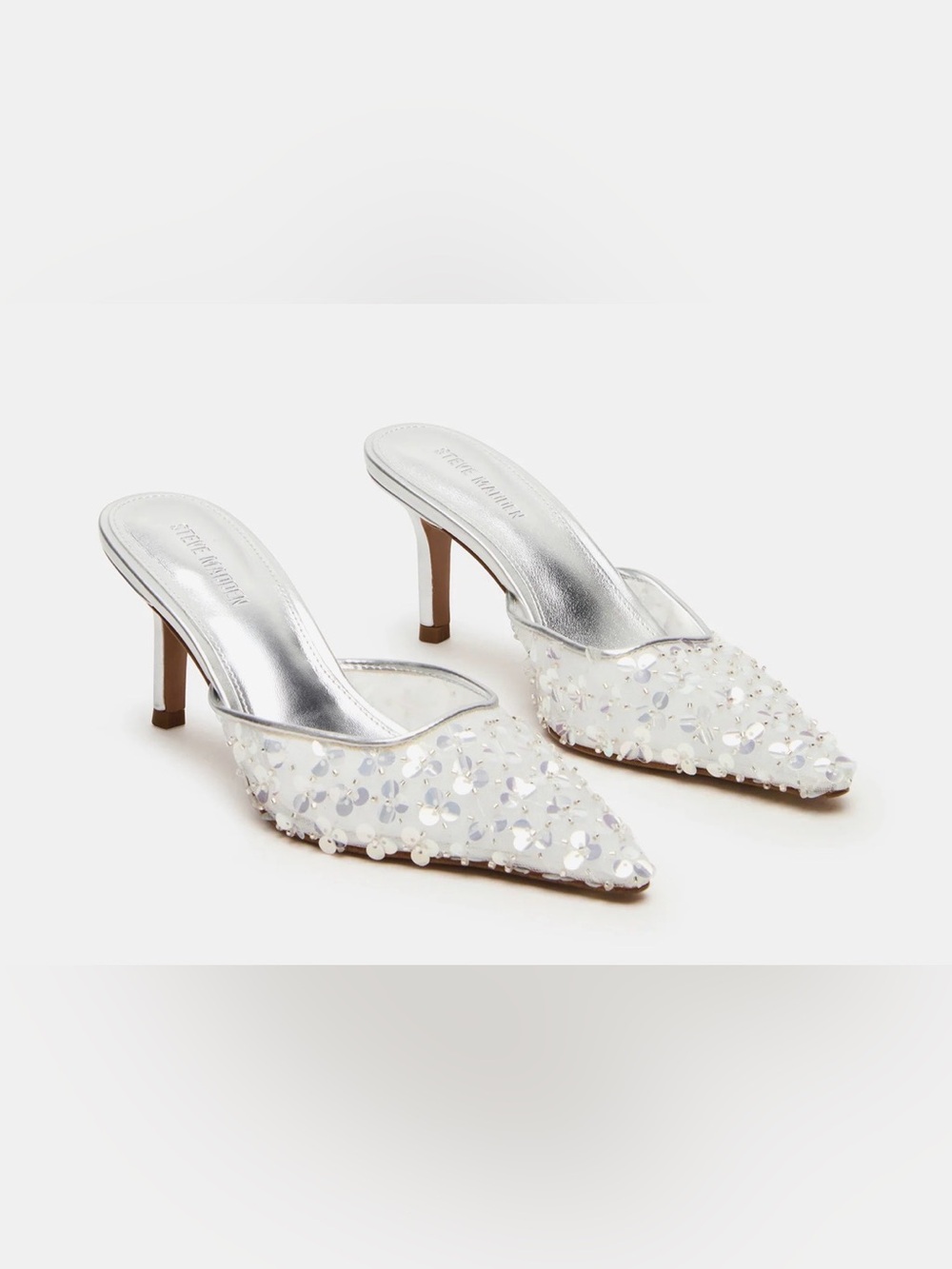 Steve Madden White Alexi Sequin Silver - Picture 4 of 14